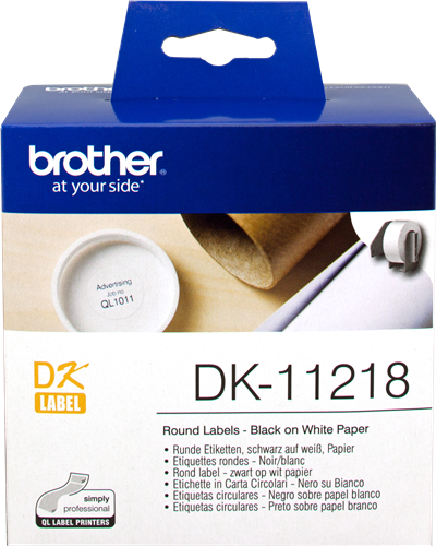 Brother DK-11218 Runde Etiketten 24mm Schwarz auf Weiß