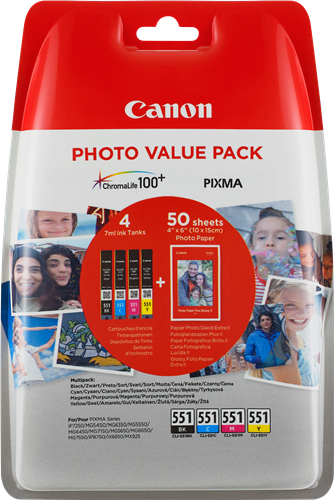 Canon CLI-551 Photo Schwarz / Cyan / Magenta / Gelb Value Pack