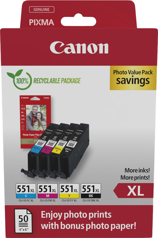 / / Cyan Value / Canon CLI-551 Gelb XL Schwarz Magenta Pack
