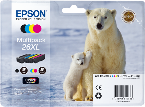 Epson 26 XL Multipack Schwarz / Cyan / Magenta / Gelb